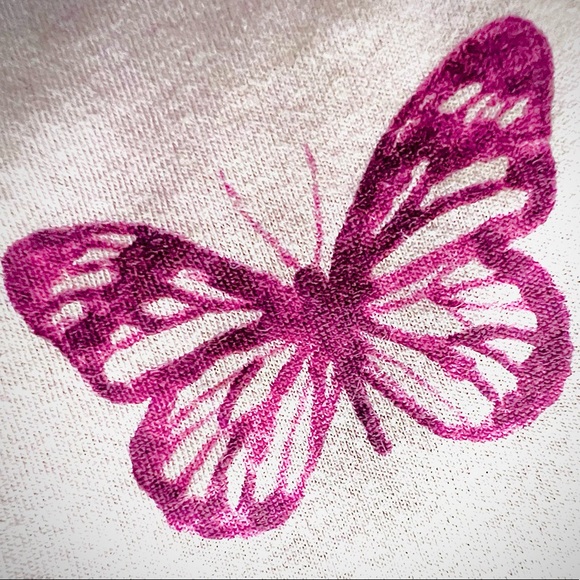 Burt’s Bees Girls Purple Butterflies Onesie 0-3M - Picture 3 of 4